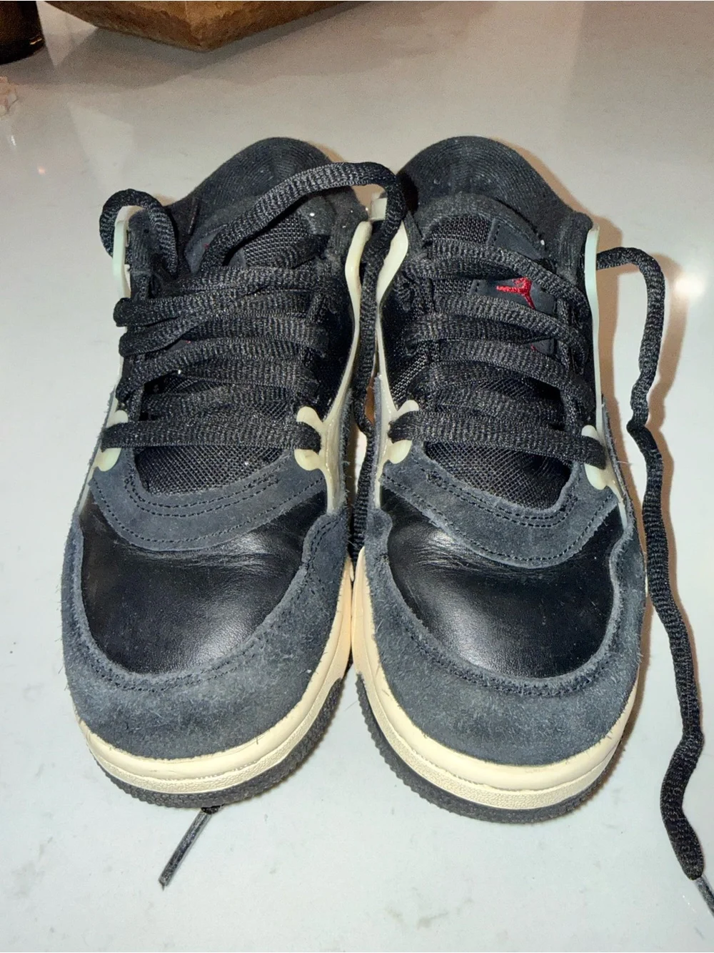 Jordan Kids Black and Cream Low-Top Sneakers